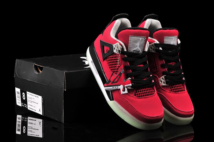 Nike Air Jordan IV 4 rougeoyant retro Femmes chaussures en vente rouge (3)